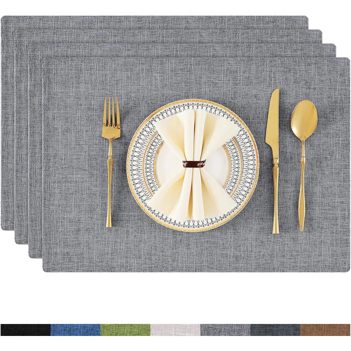 Текстильні серветки для столу Homaxy, 4 шт., темно-сірі, стійкі до високих температур, нековзні