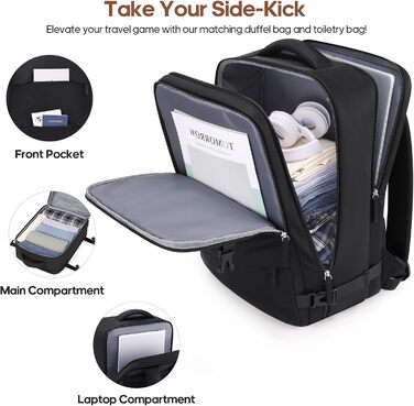 Набір валіз Gepäck з рюкзаком, полікарбонатне ручне багаж, схвалено авіакомпаніями з обертовими колесами, набір жорстких валіз з TSA-замком, багаж на спіннері (Чорний, 3 шт. (50 см))