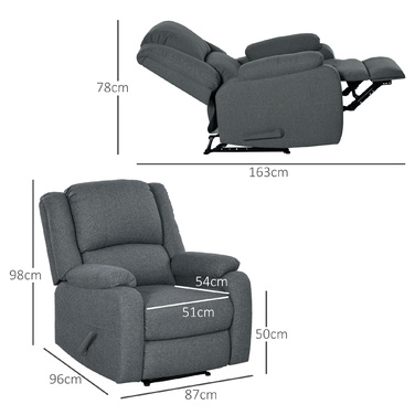 HOMCOM Recliner Ручна вантажопідйомність до 150 кг Льон Реклайнер для телевізора Реклайнер для телевізора з бічною ручкою та підставкою для ніг