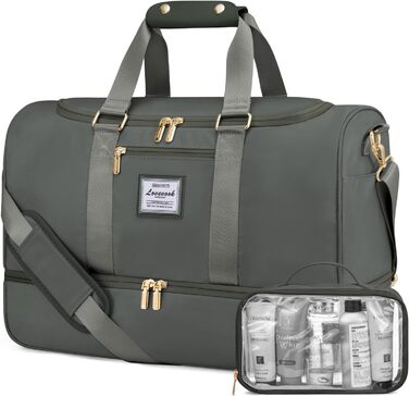 Спортивна сумка LOVEVOOK для жінок: дорожня сумка, weekender, з косметичкою, відділенням для взуття та мокрих речей, водонепроникна пляжна/басейнова/сауна сумка, ручна поклажа для подорожей, зелена