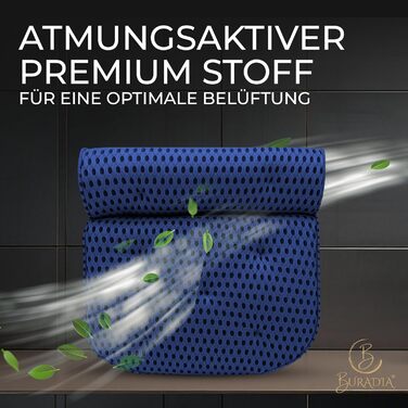 Подушка для ванни з сіткою для прання - Максимальний комфорт та розслаблення з новітньою технологією Air Mesh - Подушка для ванни з 7 міцними присосками - Підтримка шиї/голови (Темно-синій)