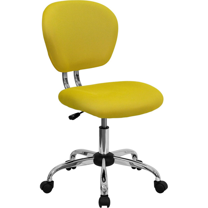 Офісне крісло Flash Furniture H-2376-F-WHT-GG, середня спинка, сітка, хромована основа, жовтий, без підлокітників