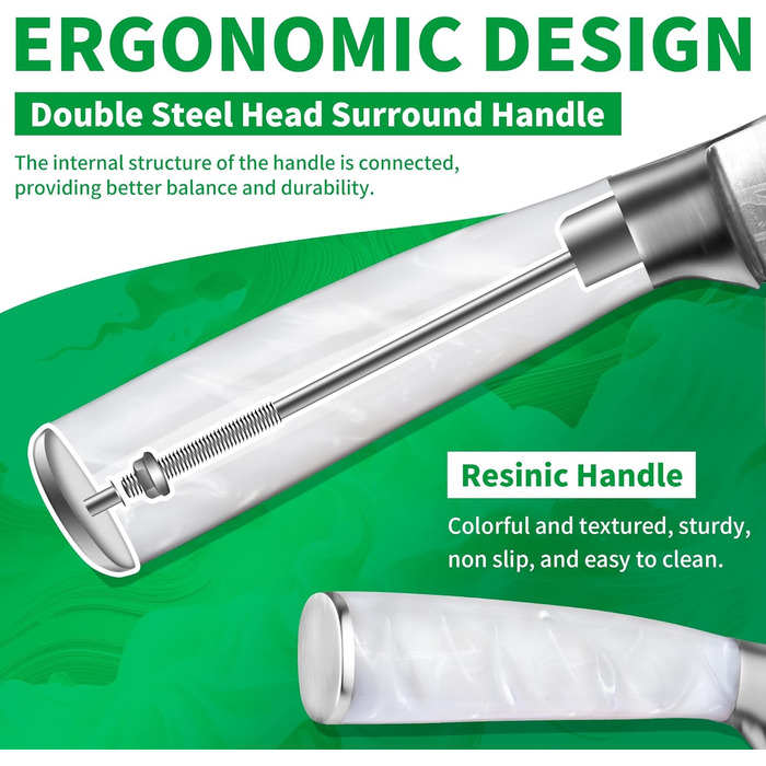 Набір кухонних ножів Fullhi 14 предметів у бруску з точилкою: кухонні ножі, ножі для стейку, багатокольорові ручки. Чудовий подарунок для чоловіків та жінок.