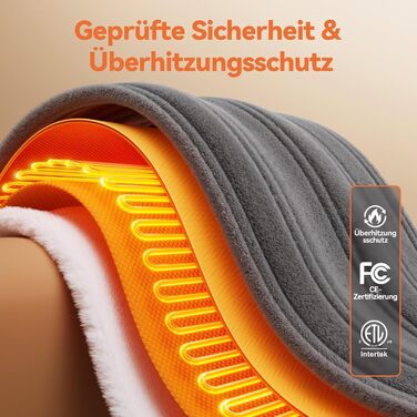 Електрична ковдра з автоматичним вимкненням та 9 зонами підігріву 200x180 см, таймер 1-9 годин з функцією пам'яті, швидкий нагрів та рівномірний розподіл тепла, двостороння фланель та овеча вовна