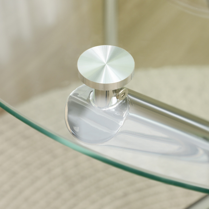 Стіл обідній, круглий зі скляною стільницею, без рамки, на 2-4 особи, сталеві ніжки, 80 x 80 x 74 см