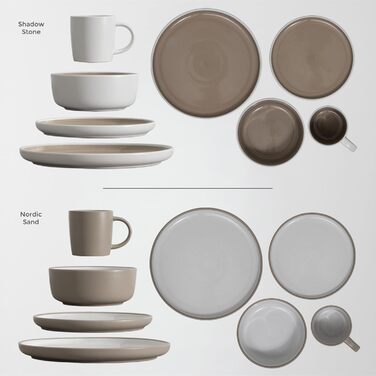 Набір посуду Hausfelder для 8 осіб (32 елементи) – сервіз з тарілок, мисок та чашок, кераміка, бежевий (Nordic Sand), стійкий до миття в посудомийній машині