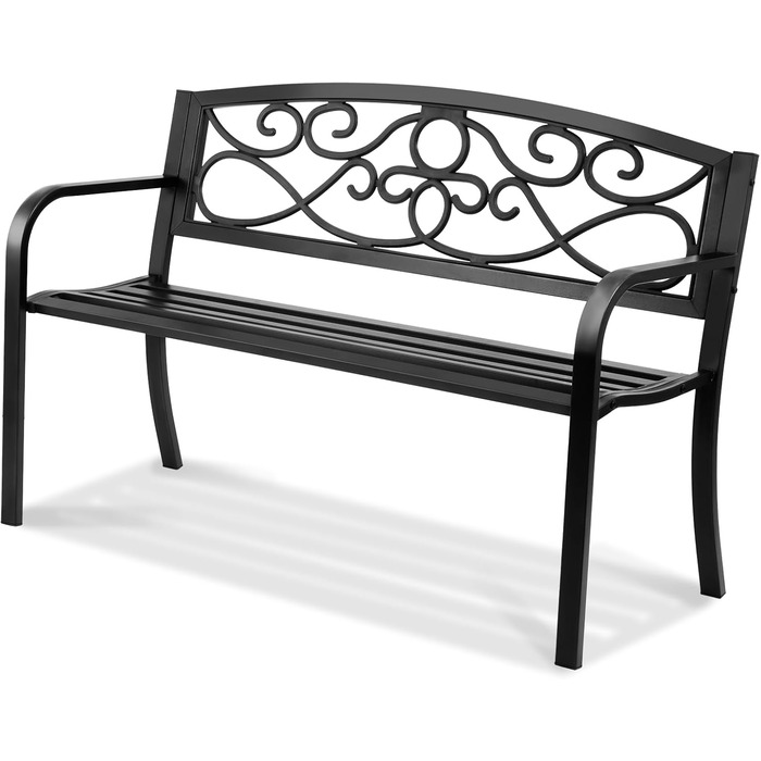 Металева лавка для саду та тераси VEVOR, 1163 мм, міцна лавка на 3 особи з підлокітниками та спинкою, вінтажний дизайн, 218 кг, 52,7 x 127 x 81,8 см