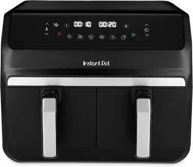 Фритюрниця повітряна Instant Pot Vortex Compact Trüffel Grau 5 л з кошиком, сімейна, 4-в-1: фритюрниця, сушарка, духовка, підігрівач, антипригарне покриття, легко чиститься, можна мити в посудомийній машині. Колір: Трюфель (8 л, Чорний)