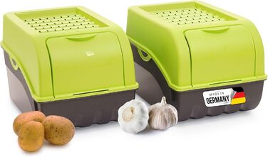 Коробка для зберігання картоплі Novaliv | 2 шт по 5л | Зелена | Коробка для овочів, цибулі, фруктів | Складається | 5 літрів