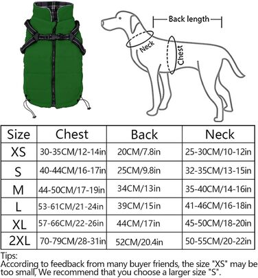 Теплі зимові пальта для собак з нагрудним ременем, водонепроникні, світловідбиваючі, XS, зелений