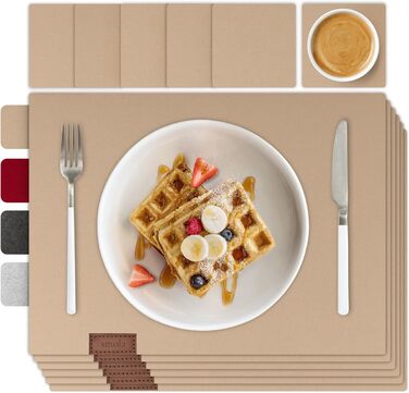 Набір Smøla з 12 елементів: фетровий сервізний комплект з підставками для посуду | Темно-сірий, миється | Декор для столу