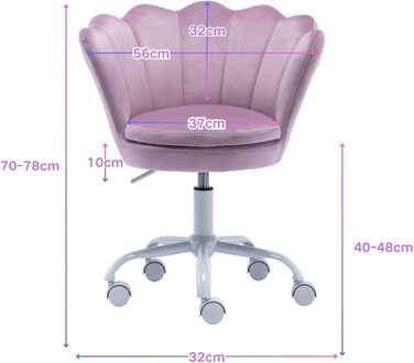 Дитячий стіл для письма Kinder Schreibtischstuhl - регульований, поворотний, з м'якою оббивкою з велюру, квітка, для дівчаток, фіолетовий