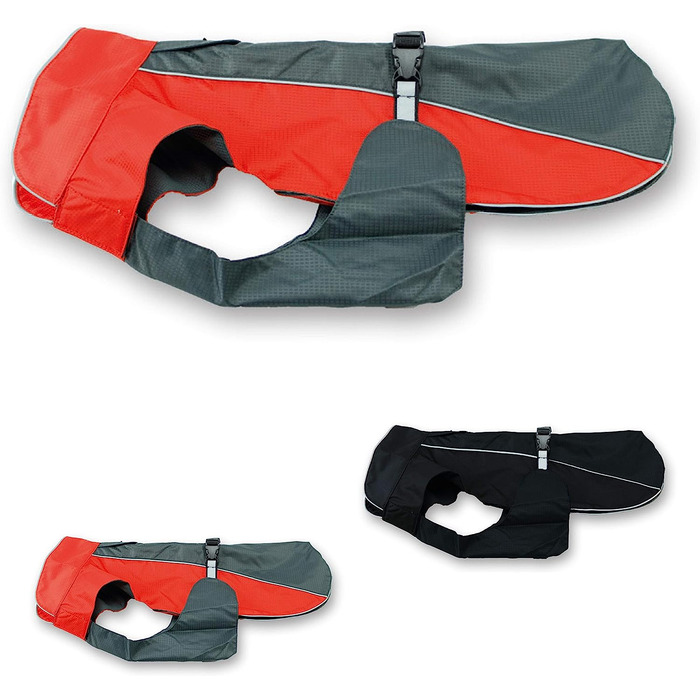 Джегго Пряжка пальто для собак всепогодне пальто дощовик жилет для собак x XXL (антрацит / червоний) (L, антрацит / червоний)