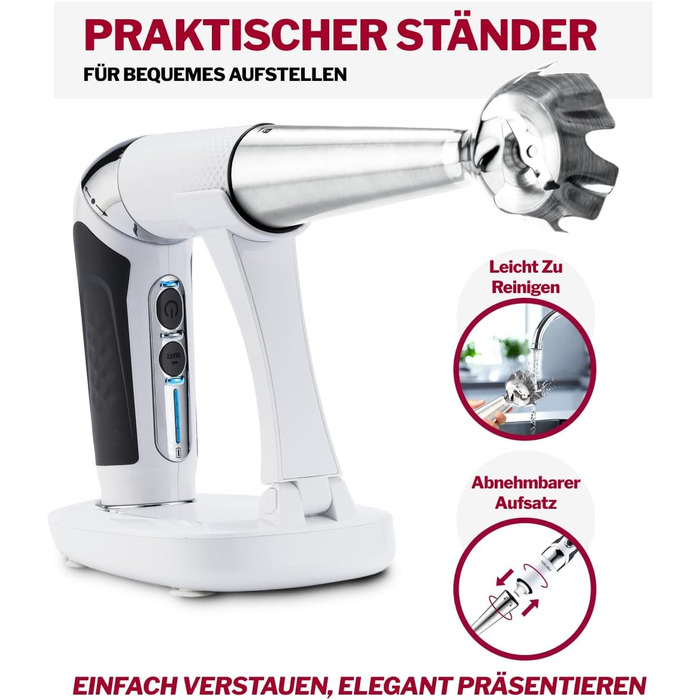 Блендер заглибний бездротовий Turmix Stabmixer CX 422 з місткістю, подрібнювачем та підставкою - 1800W Li-Ion