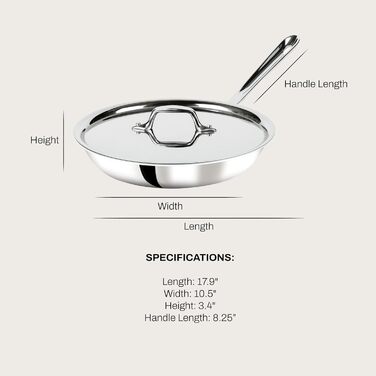 Сковорода з нержавіючої сталі All-Clad D3 з кришкою, 25.4 см, для індукційних плит, жаростійка, 10 дюймів