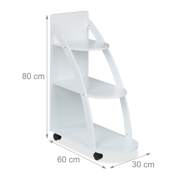 Relaxdays - Трирівневий білий візок для зберігання