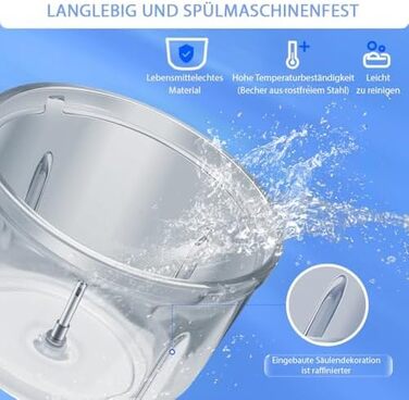 М'ясорубка електрична Bear 2л + 1.8л, подрібнювач зі скляною та нержавіючою сталлю, 600W, 2 швидкості, 4 сталеві ножі для м'яса, дитячого харчування, овочів та фруктів