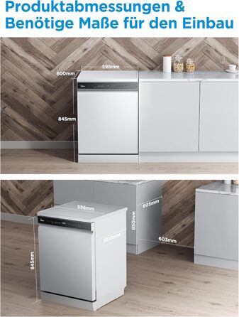 Посудомийна машина Midea SV 5.14K10C, 45 см, 10 комплектів, вбудована, з Wi-Fi, 8 програм, 44 дБ, автоматичне відкриття дверцят, таймер затримки 0-24 год, Inox