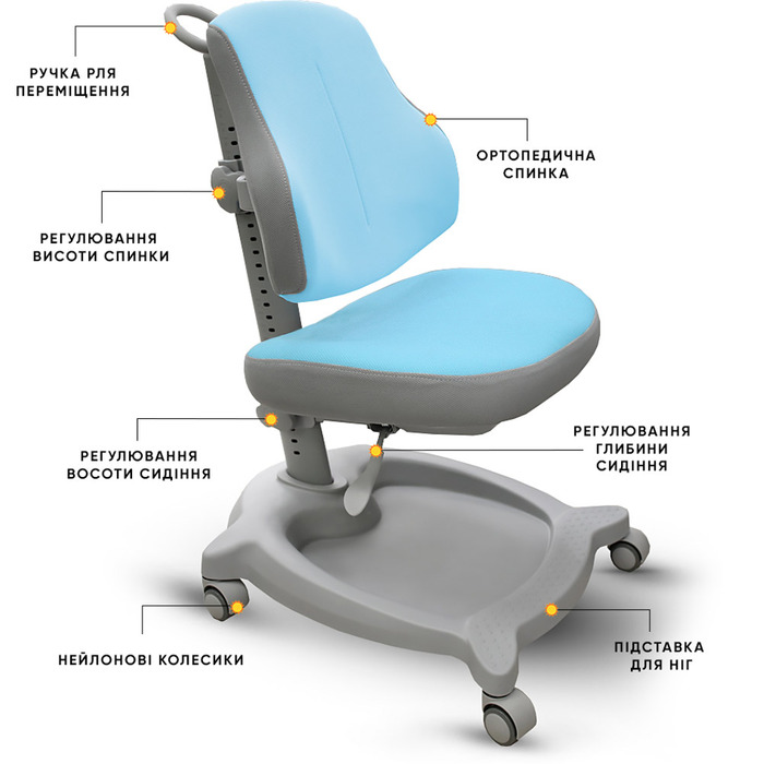 Крісло дитяче ErgoKids GT Y-402 ortopedic blue