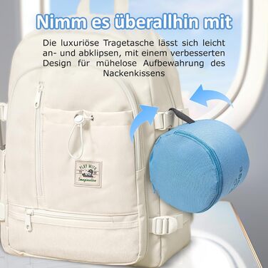 Подушка для шиї Proglobe для подорожей (літак, авто, поїзд) з memory foam, 3D-маска для сну, сітка, блакитна