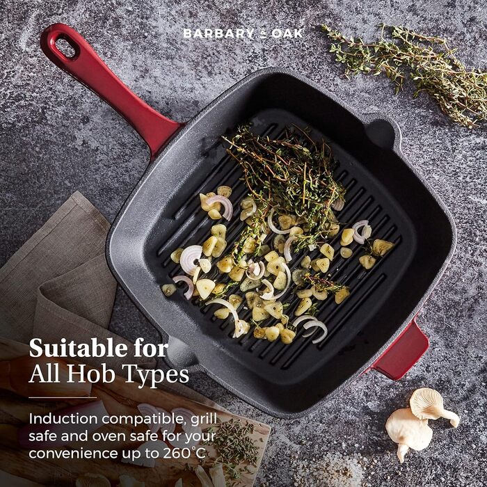 Сковорода-гриль Barbary & Oak BO800256GRN з емальованим покриттям, зелений, 26 см