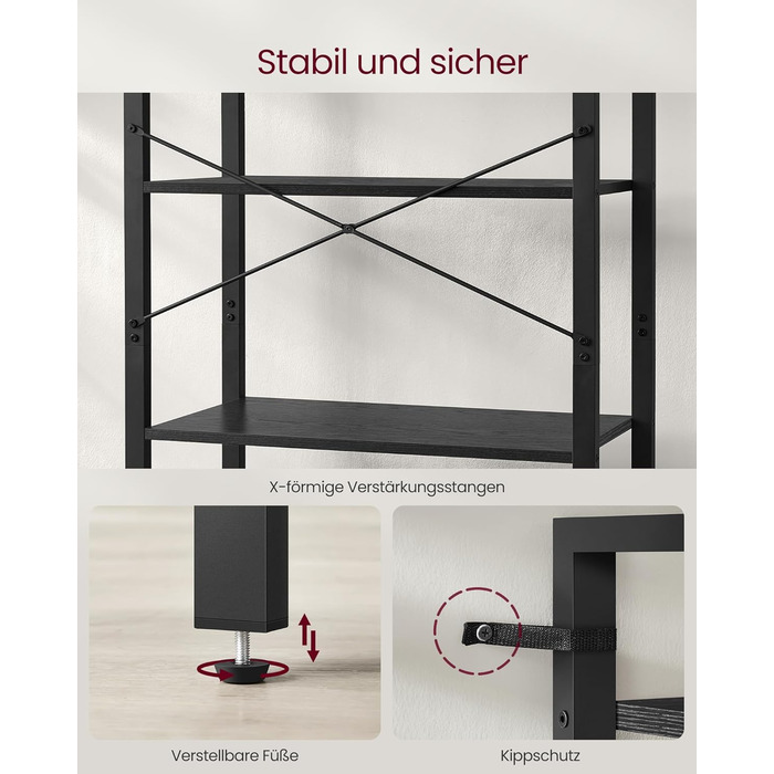 Стелаж VASAGLE з 6 полицями, сталевий каркас, для вітальні, спальні, кабінету, 30 x 80 x 186 см, індустріальний дизайн, вінтажний колір, LLS082B01