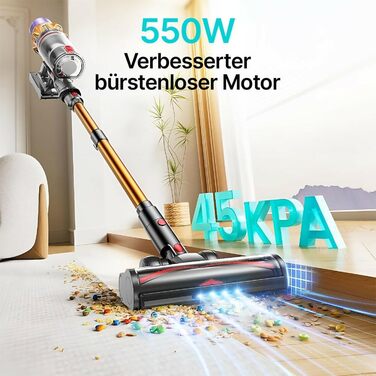 Bergxperten Orizom: Акумуляторний пилосос з автоматичним визначенням пилу, 60 хв роботи, без мішка, для килимів, твердих підлог та шерсті тварин, 550 Вт, оранжевий