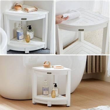 Двомісний стілець для душу Eck-Duschhocker, водонепроникний, з полівудних матеріалів, білий. Зручний стілець для душу та ванної кімнати, стійкий, з регульованими ніжками.