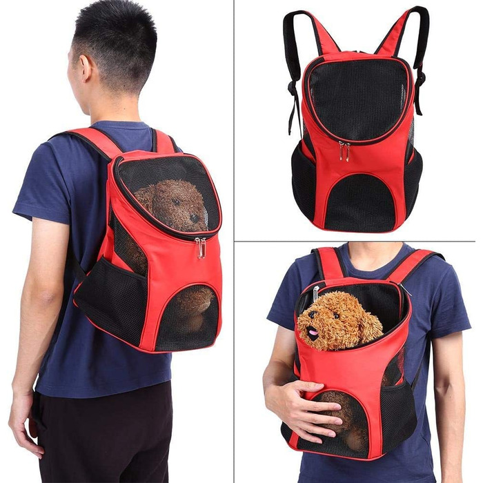 Рюкзаки Homieco для собак кішок, Сумка для домашніх тварин рюкзаки для собак, сумка для перенесення собак кішок, сумка для перенесення домашніх тварин, Рюкзак для собак домашніх тварин вагою до 4 кг для подорожей/походів/кемпінгу (червоний)