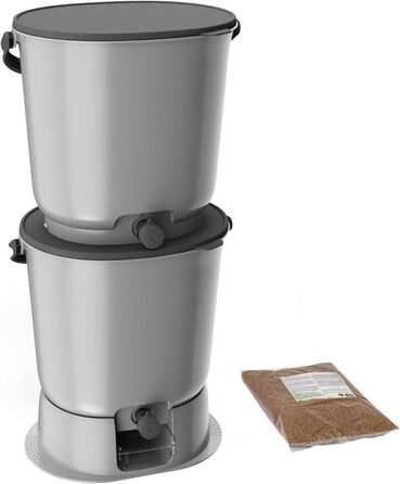 Ефективний органічний відро для сміття для кухні Стартовий набір Bokashi Bucket і ферментаційні мікроорганізми Без запаху та екологічність Легке бродіння (антразит)