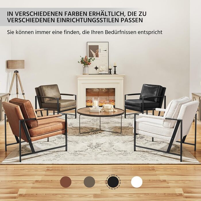 Крісло-реклайнер Yaheetech Retro з металевим каркасом та штучною шкірою (2 шт., чорний)