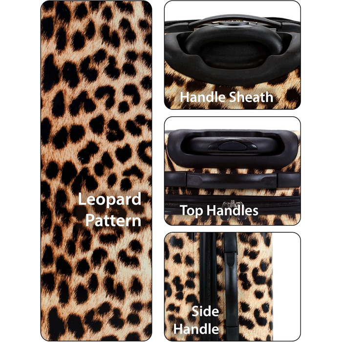 Набір валіз Rockland Safari Leopard, 3 шт (20/24/28 дюймів), жорсткий корпус, спіннер