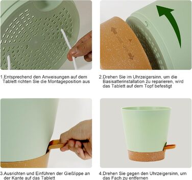 Набір горщиків для квітів з автополивом, 6 шт., чорний (зелений+коричневий), різні розміри, для дому та балкона