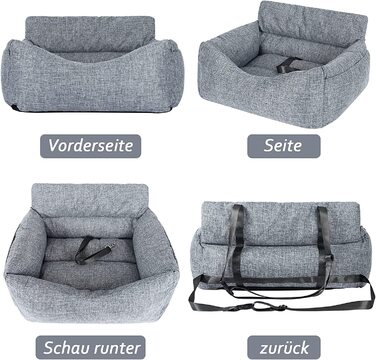 Збільшене автокрісло і ліжко NIBESSER 2-в-1 для собак, водонепроникне і нековзне, сидіння-бустер для кішок, знімний чохол і подушка-світло-сірий