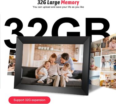 Цифрова фоторамка YUUTY WLAN 10.1 дюймів, 32ГБ, HD IPS LCD сенсорний екран 1280x800, автоматичний поворот, підтримка віддаленого передачі фото