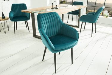 Стілець Riess-Ambiente Design Turin Velvet Turquoise з підлокітником Обіднє та конференц-крісло