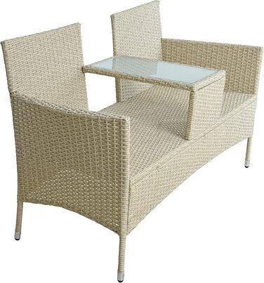 Садова банкетка ESTEXO з ротангу для 2 осіб, бежева: комплект садових меблів для балкона та саду