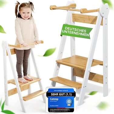Навчальна вежа Lernturm Montessori: дерев'яна, регульована висота, для дітей від 1 року, складана. Ідеально для дому та навчання.
