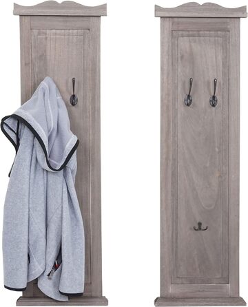 Набір з 2 вішалок для одягу T33, Настінна вішалка Панель вішалки для одягу, настінний гачок з дерева 109x28x4 см - (Сіро-коричневий Шеббі, 109 x 28 x 5,5 см)