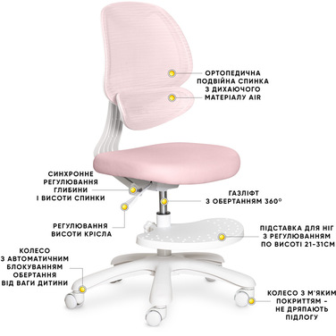 Дитяче крісло Evo-Kids Sirius Air Pink (арт.Y-605 KP)