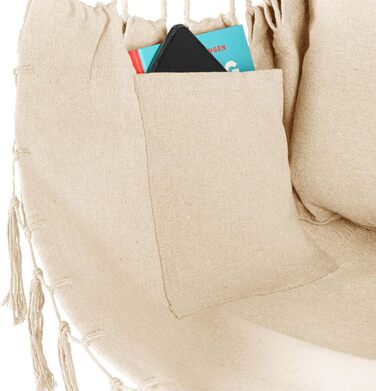 Гамак-крісло з подушкою 100x130x75 см, до 150 кг, для саду та дому, бохо-стиль, для дорослих (Бежевий)