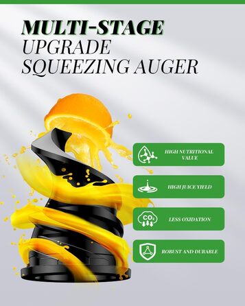 Електричний соковитискач GDOR з великою завантажувальною воронкою 90 мм, висока врожайність, тихий, BPA-free, легко миється, 200W, сірий