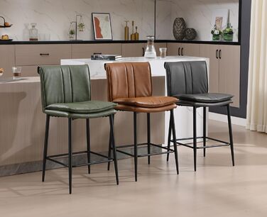 Набір з 2 барних стільців Chairus, зелені, з PU шкірою, для кухні та вітальні