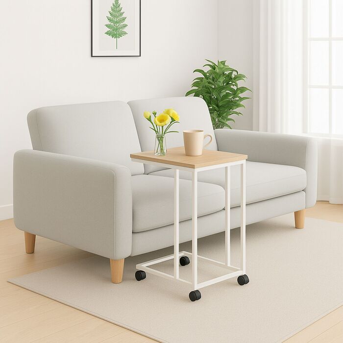 Розкладний столик Relaxdays на колесах у формі C