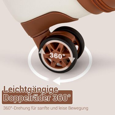 Чемодан KONO Mittelgroß: міцний ABS+PC, 60L, білий/коричневий, з TSA замком