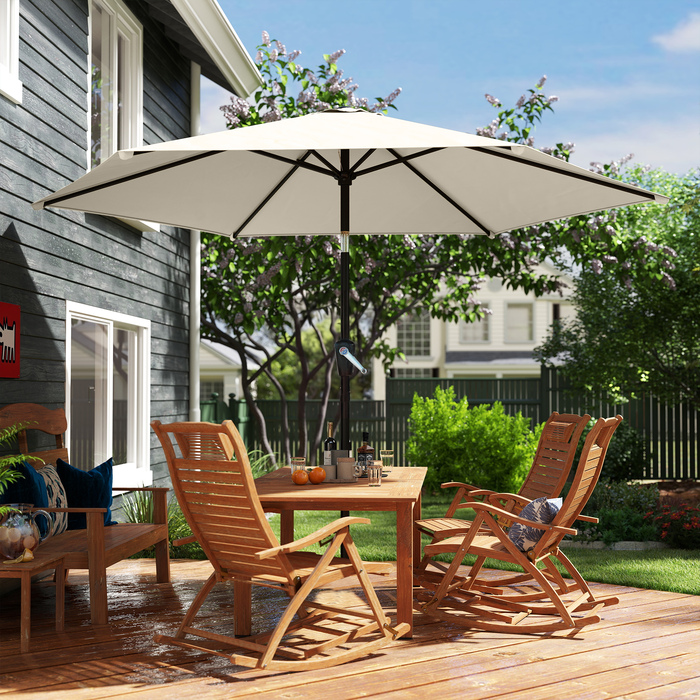 Сонячний парасолька 270 см, шарнірний, для балкона з ручним механізмом, захист від сонця UV 50+, садовий парасолька, кремово-білий