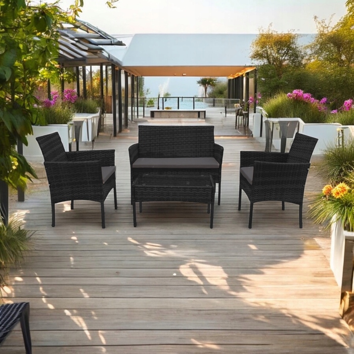 Комплект садових меблів із техноротанга MTG Trade Group, чорний, 4 предмети