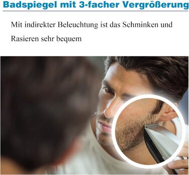 Дзеркало для ванної кімнати AQUABATOS LED 50x70 см з підсвічуванням, сенсорним вимикачем, регулюванням температури світла (6400K), IP44, CE, енергозберігаюче. Серія Essens
