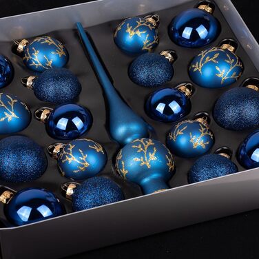 Скляний декор MAGIC куля в асортименті 19 TLG. Ялинкові прикраси червоне золото (Midnight Blue Blue)