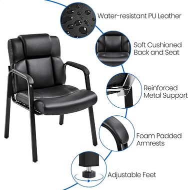 Крісла для офісу та конференцій Yaheetech (4 шт.) - чорні, без роликів